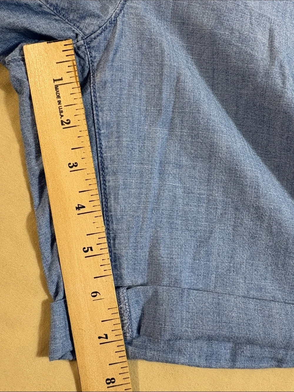 H&M L.O.G.G. Blue Chambray Cuffed Stretch‎ Twill Chino Walking Shorts Women's 12